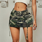 Women's Camouflage Print Cargo Mini Skirt - High-Waisted Wrap Skirt with Side Tie Straps, Y2K Streetwear & Casual Summer Wear