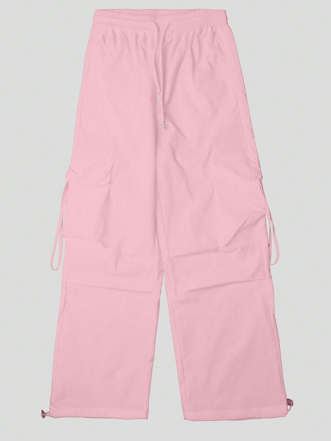 Women's Pink Cotton Full-length cargo pants with cargo pockets