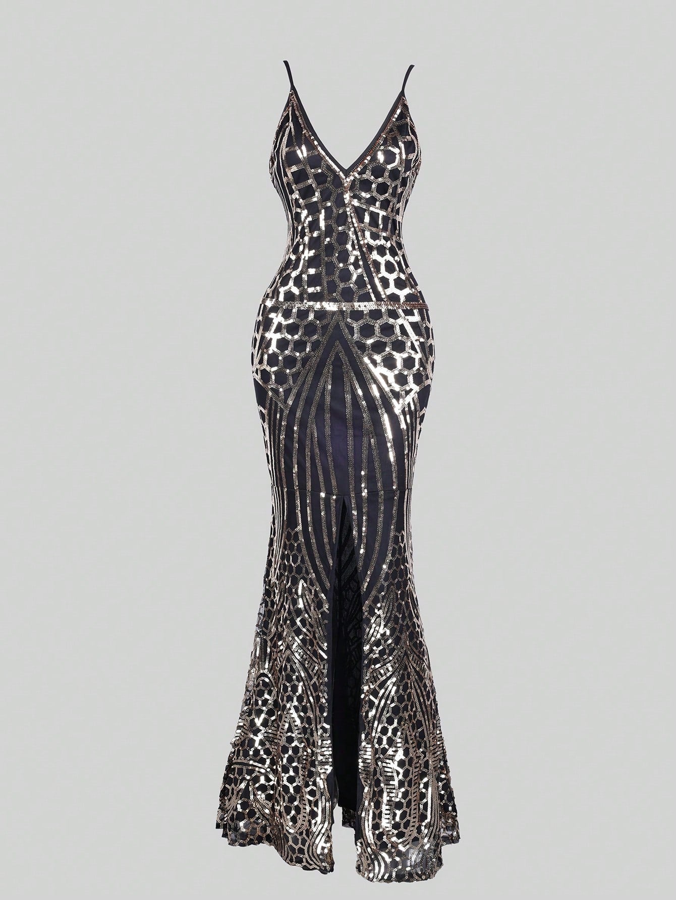 Women's Black Gold Sequin Bodycon Mini Dress