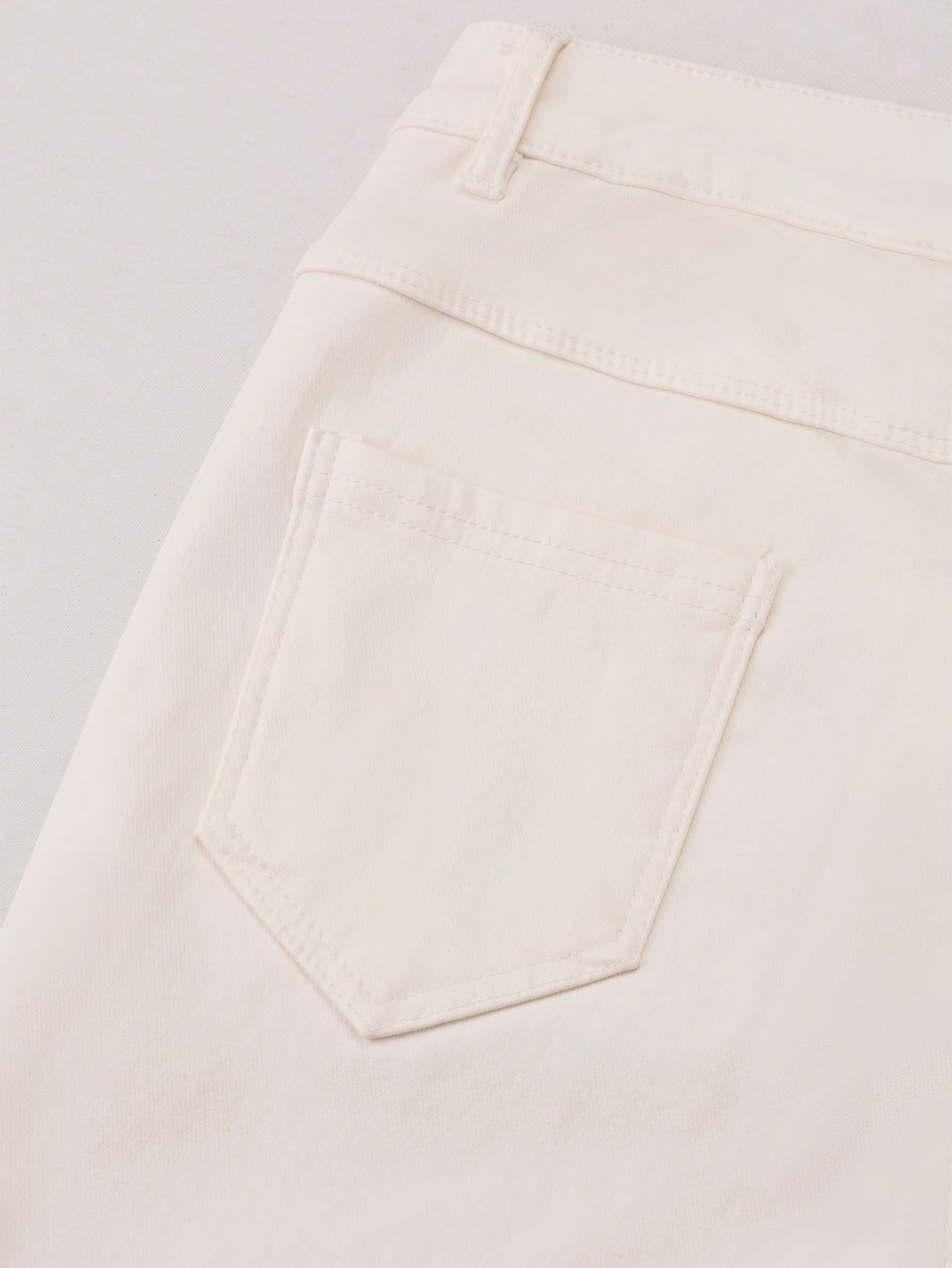 Women's White Cotton Blend Wide Leg Cargo Pants with Flap Pockets