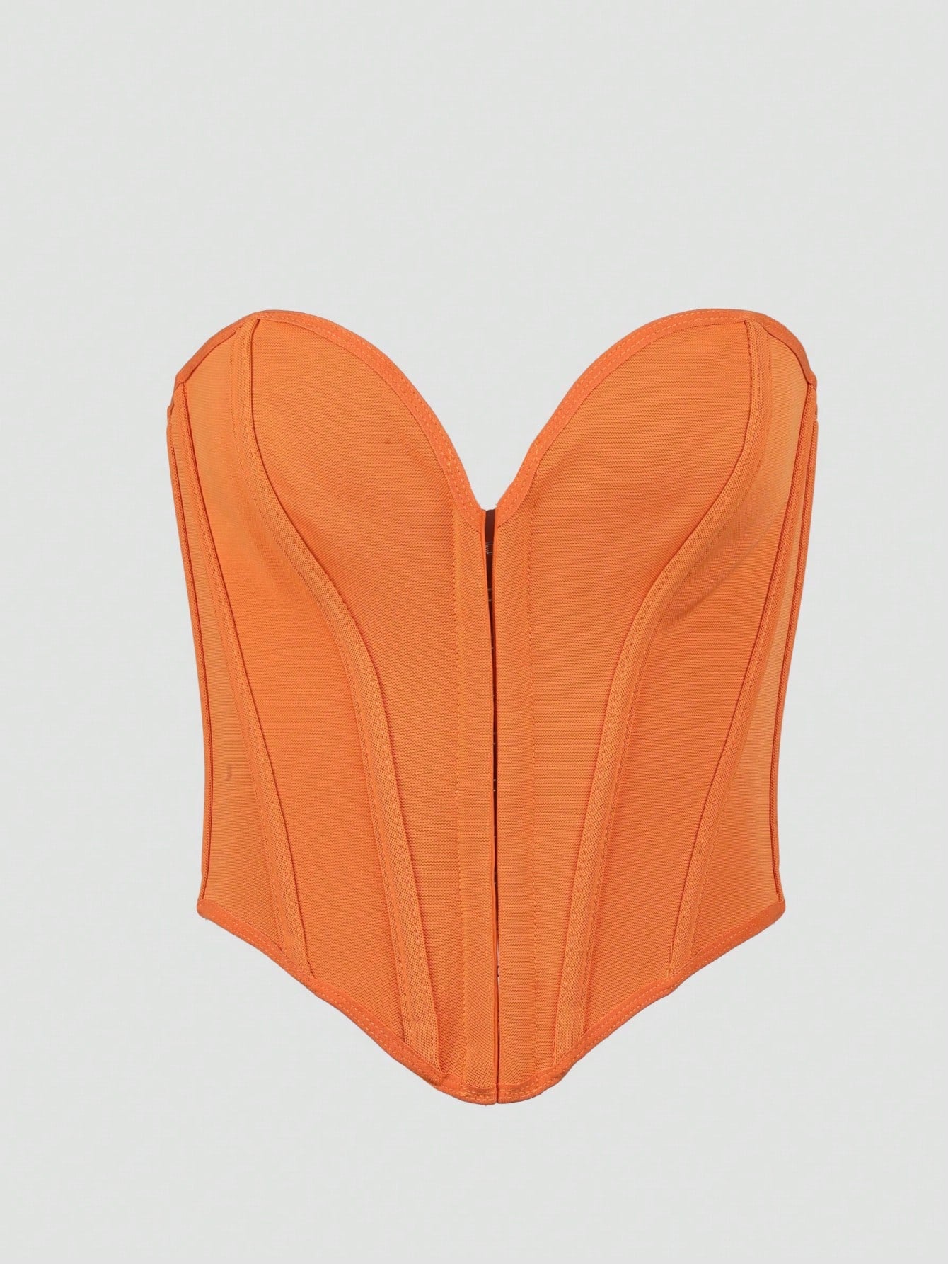 Women's Bright Orange Boned Corset Top with Hook and Eye Closure