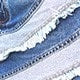 Women's Blue Patchwork Color-Block Frayed Raw Hem Denim Mini Skirt