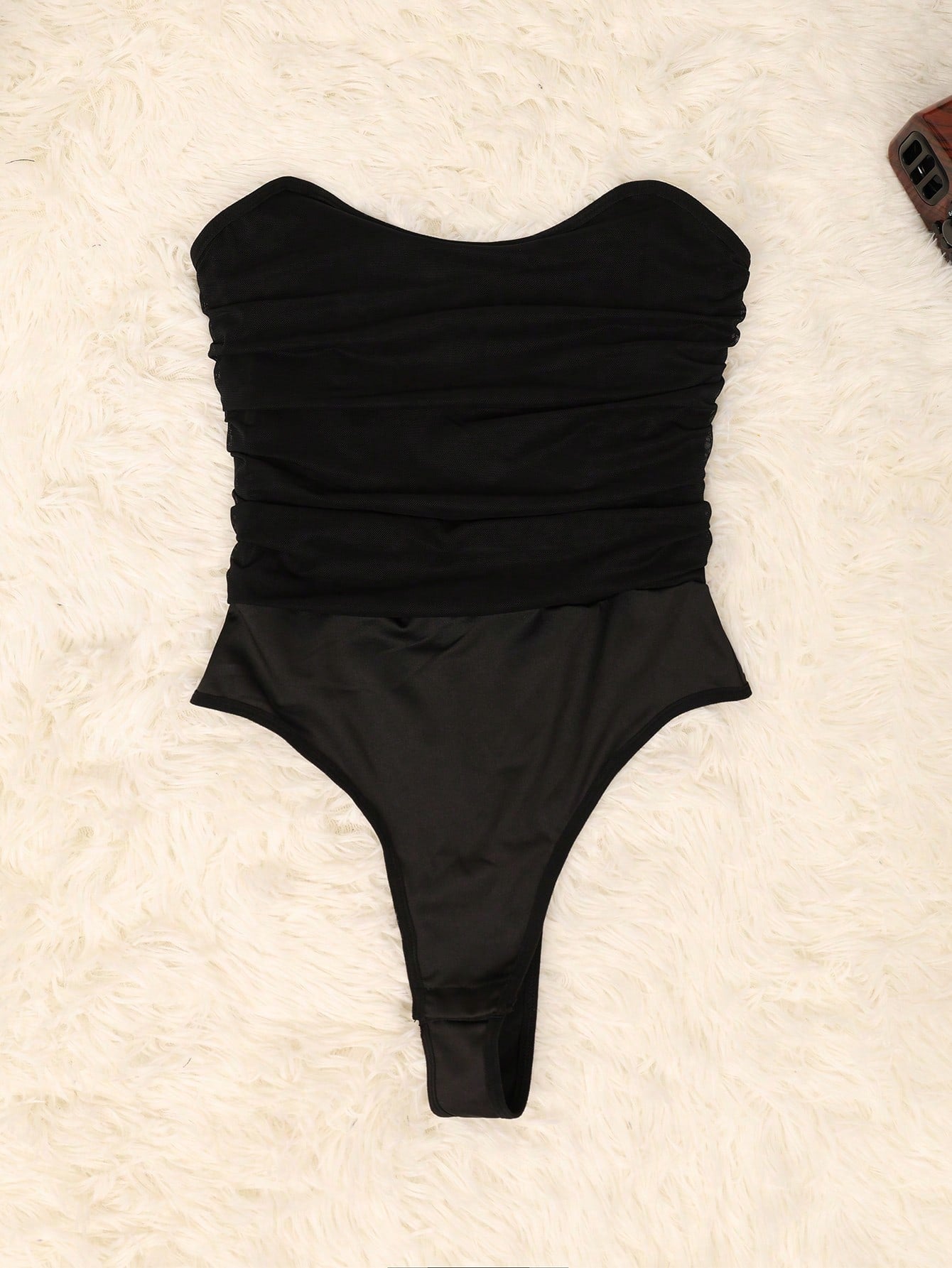 Women's Black Cotton Blend Halter Corset Top with Sweetheart Neckline