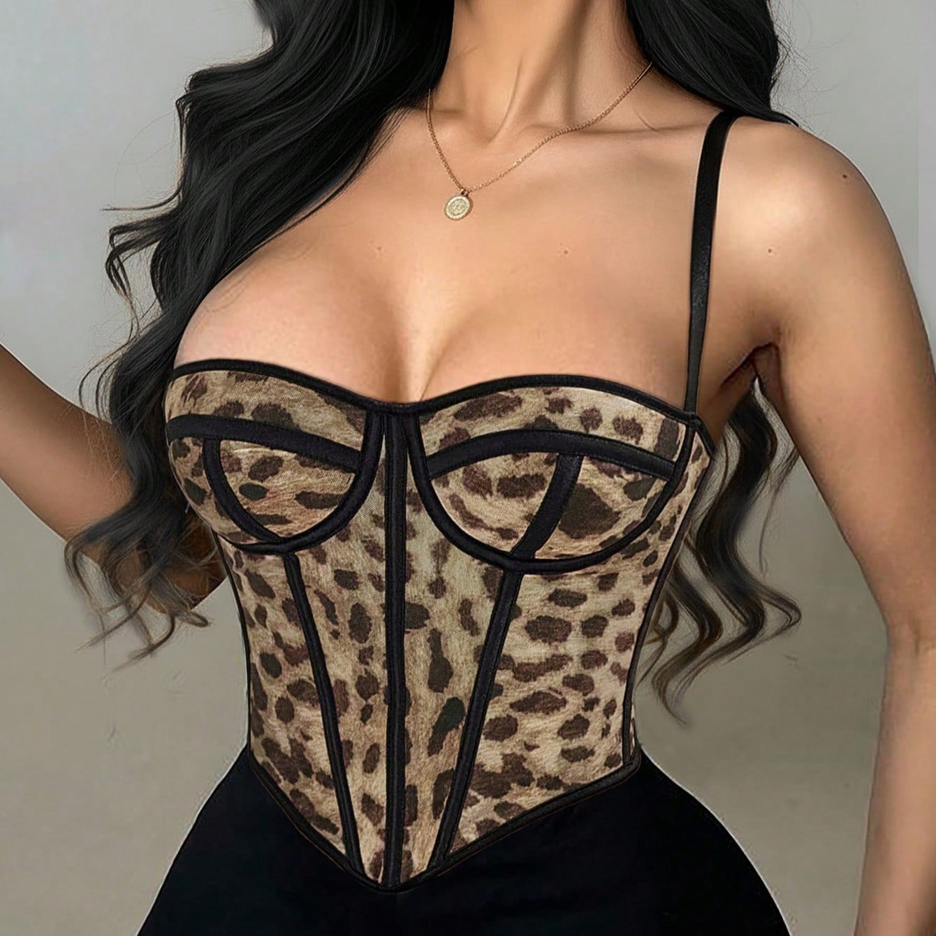 Women's Wild Leopard Print Bustier Corset Top