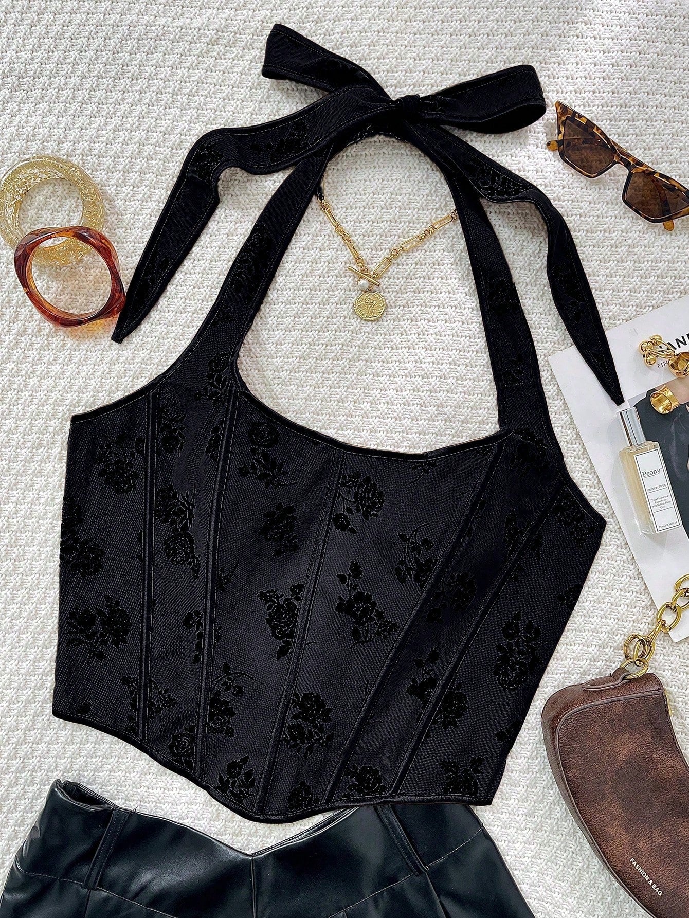 Women's Black Cotton Blend Basic Blouse with Short Sleeves