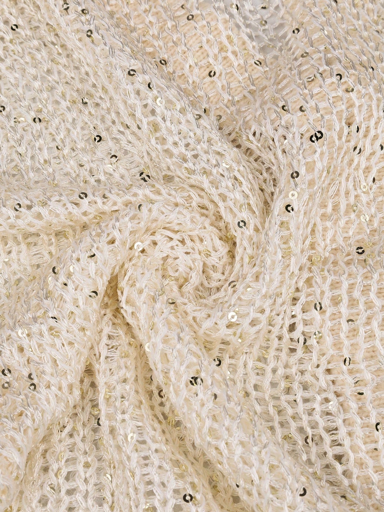 Women's Glamorous Apricot V-Neck Knit Cardigan with Sparkling Sequins