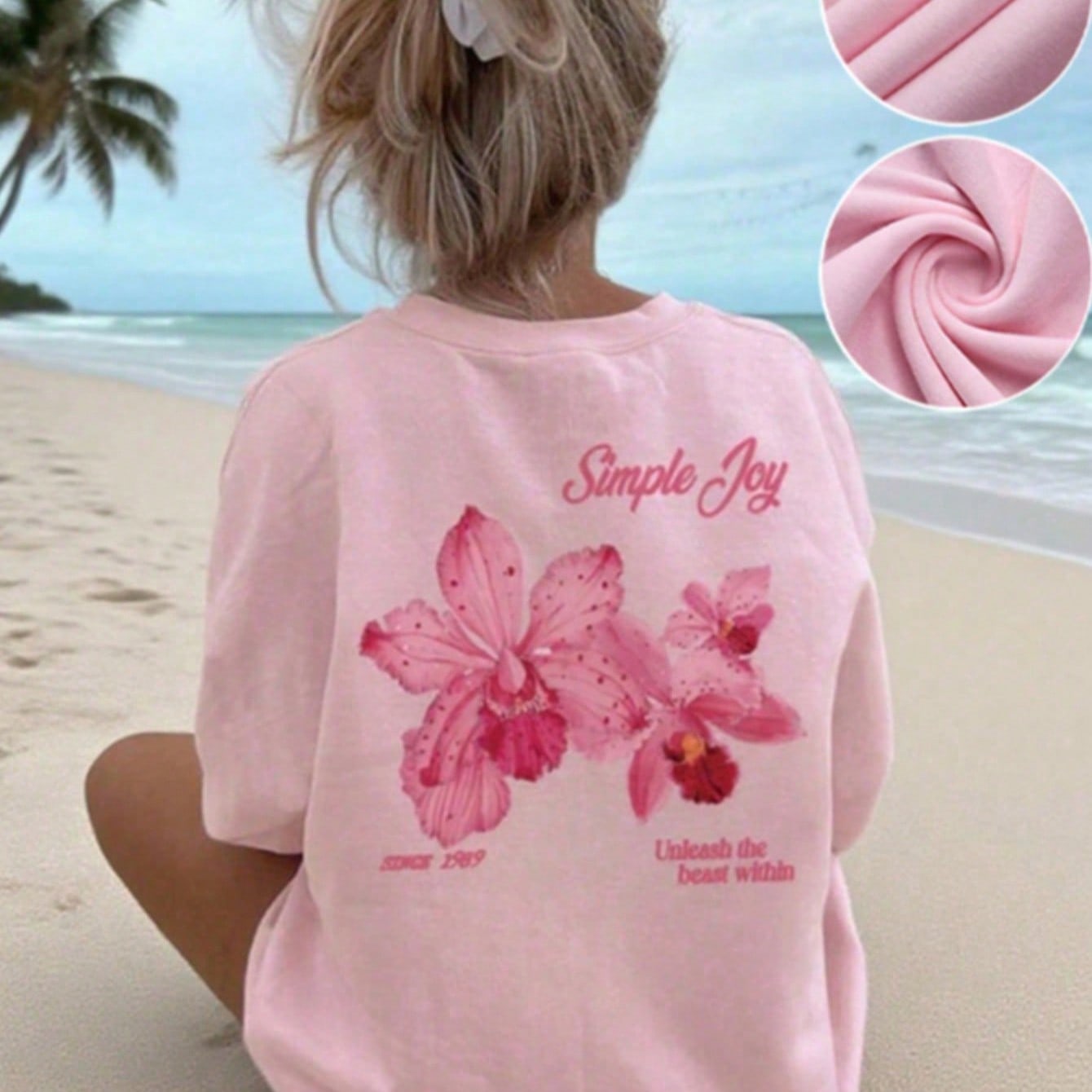 Women's Pink Polyester Blouse with long-sleeve