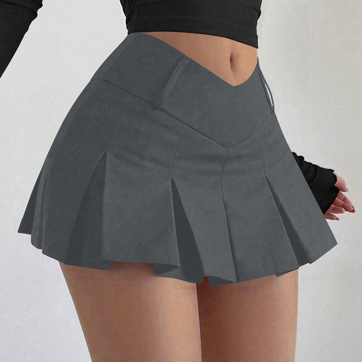 Women's Apperloth Women High Waist Pleated Mini Skirt with Cross Waist
