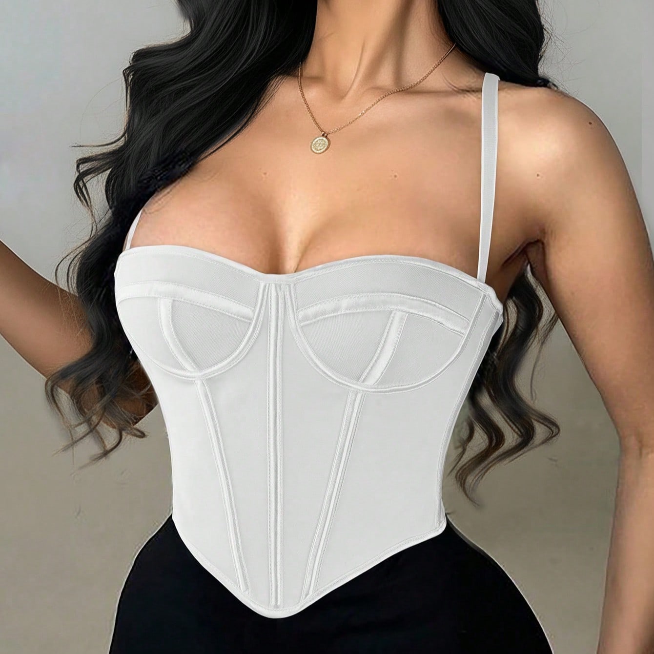 Women's Pure White Bustier Corset Top for Summer