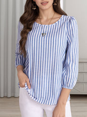 Women's Multi-Color Printed Short Sleeve Blouse