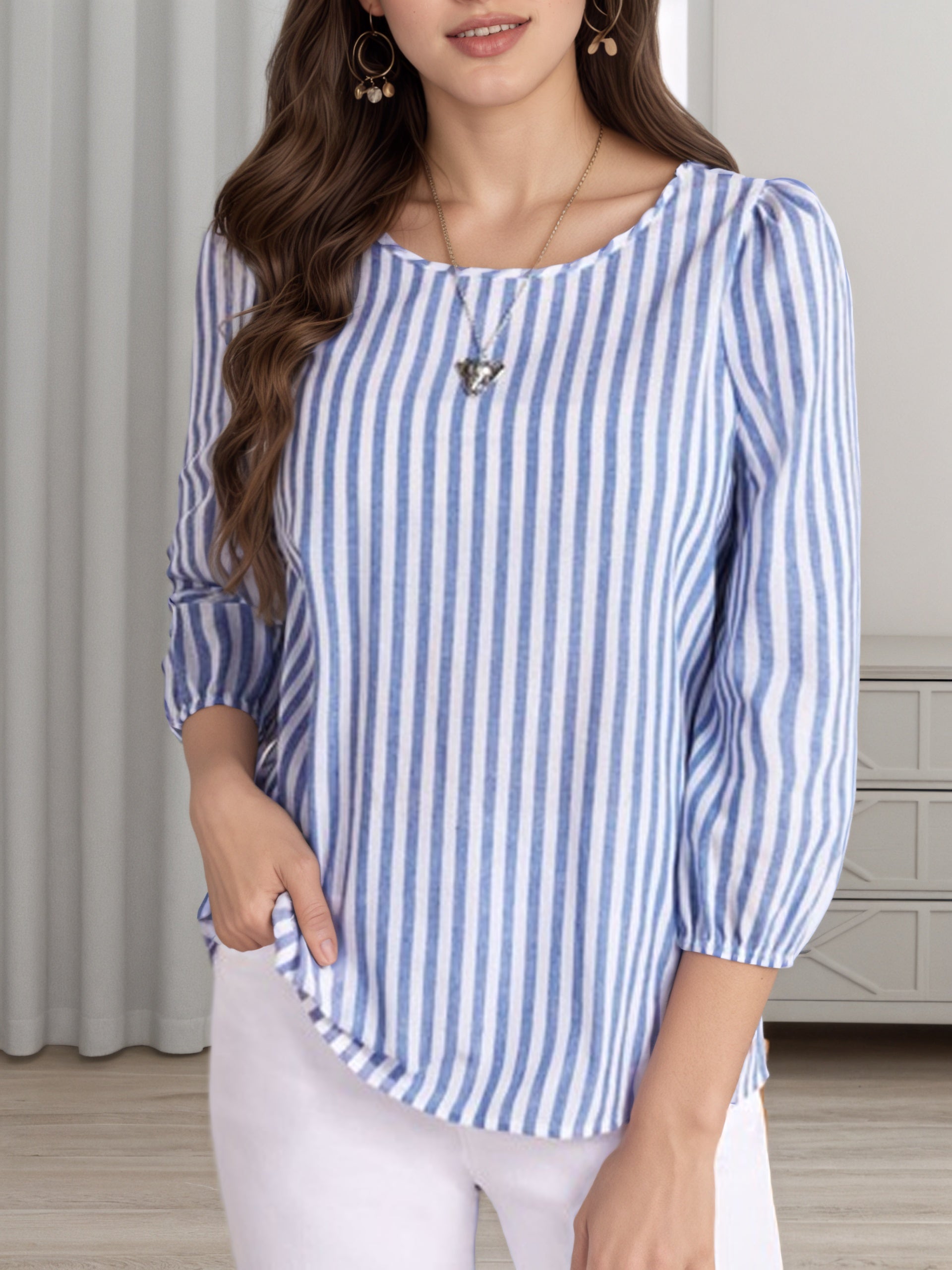 Women's Multi-Color Printed Short Sleeve Blouse