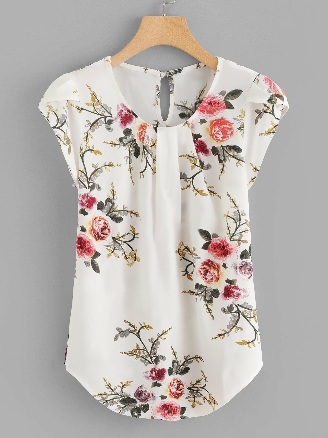 Women's White Tie Neck Short Sleeve Blouse