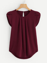Women's Black Short Sleeve Dress Blouse