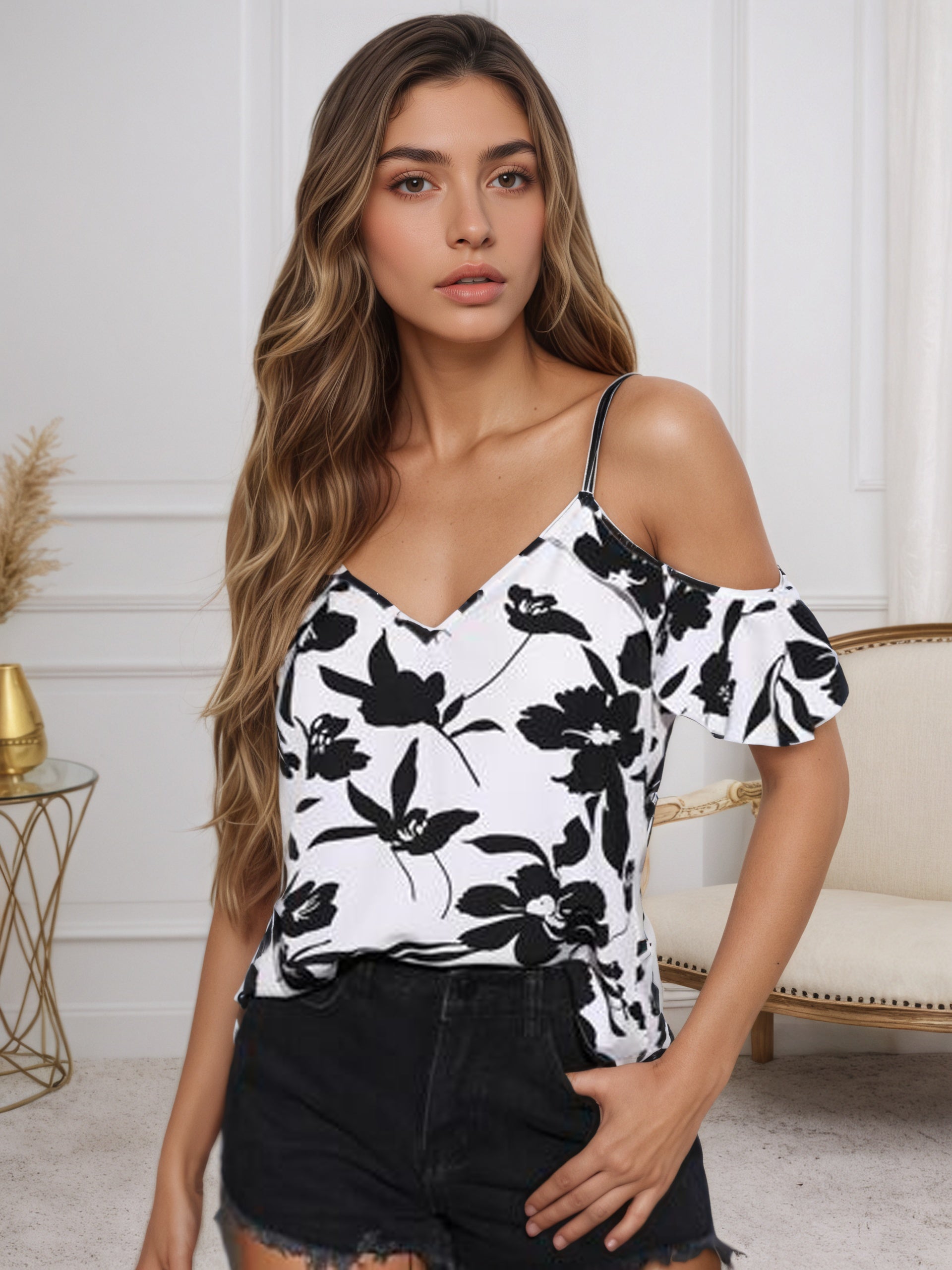 Women's White Short Sleeve Casual Blouse