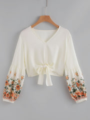 Women's White Long Sleeve Button Up Blouse