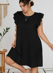 Women's Plus Size Ruffle Sleeve Mini Dress