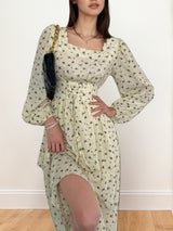 Women's Vintage Floral Print Midi Dress