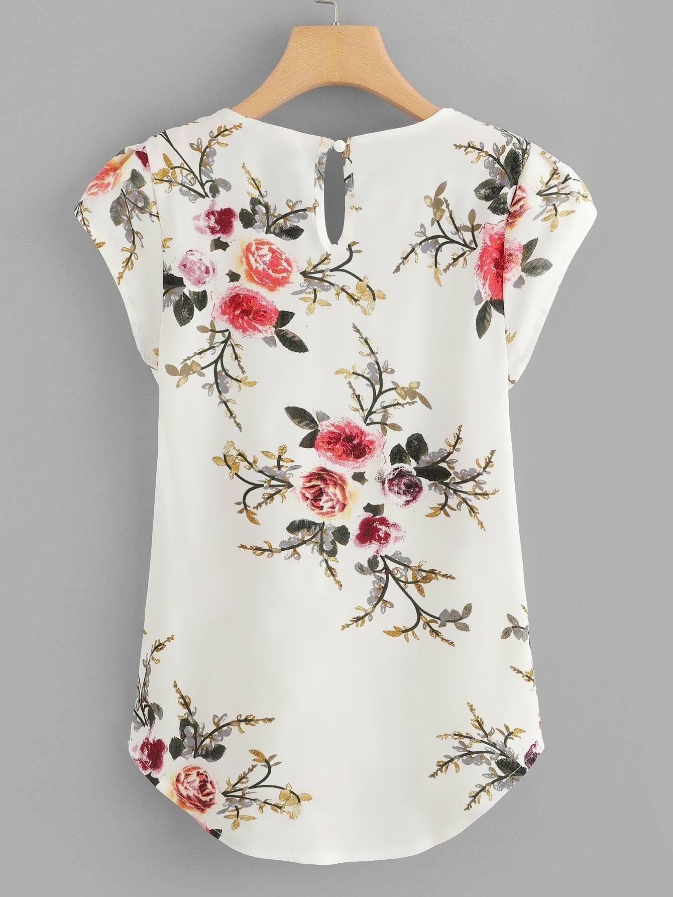 Women's White Tie Neck Short Sleeve Blouse
