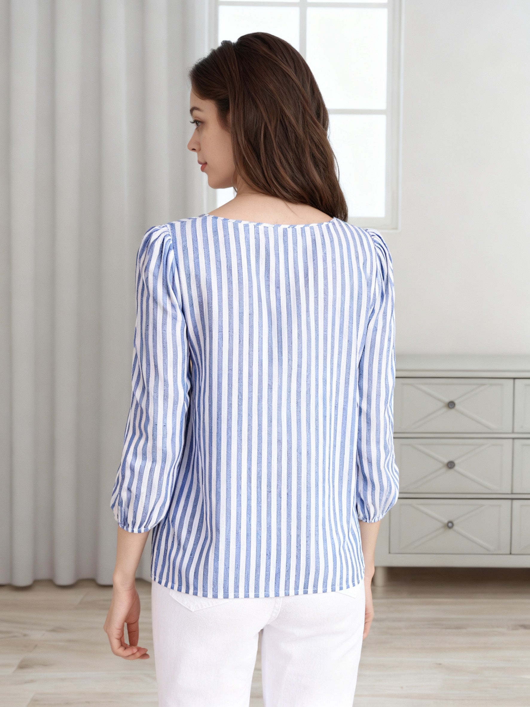 Women's Multi-Color Printed Short Sleeve Blouse