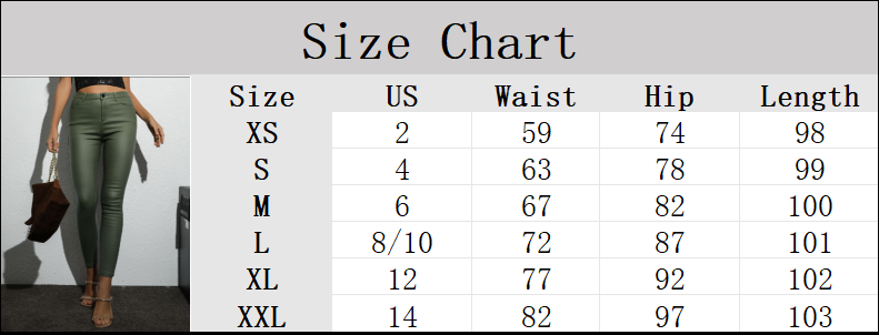 Apperloth Women Army Green PU Leather Skinny Pants Leggings