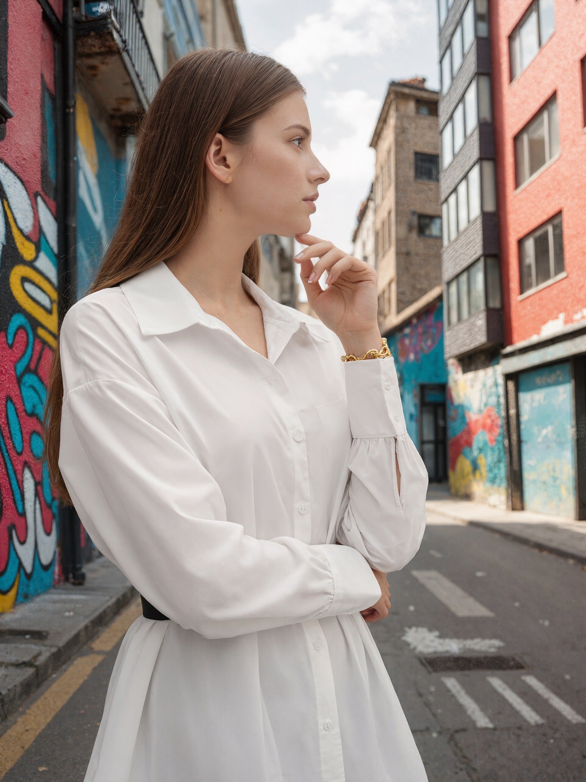 Women's White Short Sleeve Collared Blouse