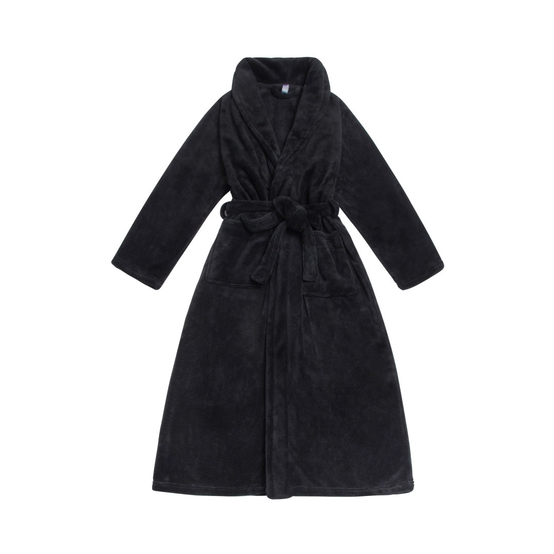 Women's Solid Color Faux Wool Plush Warm Long Robe - Cozy Loungewear Sleepwear