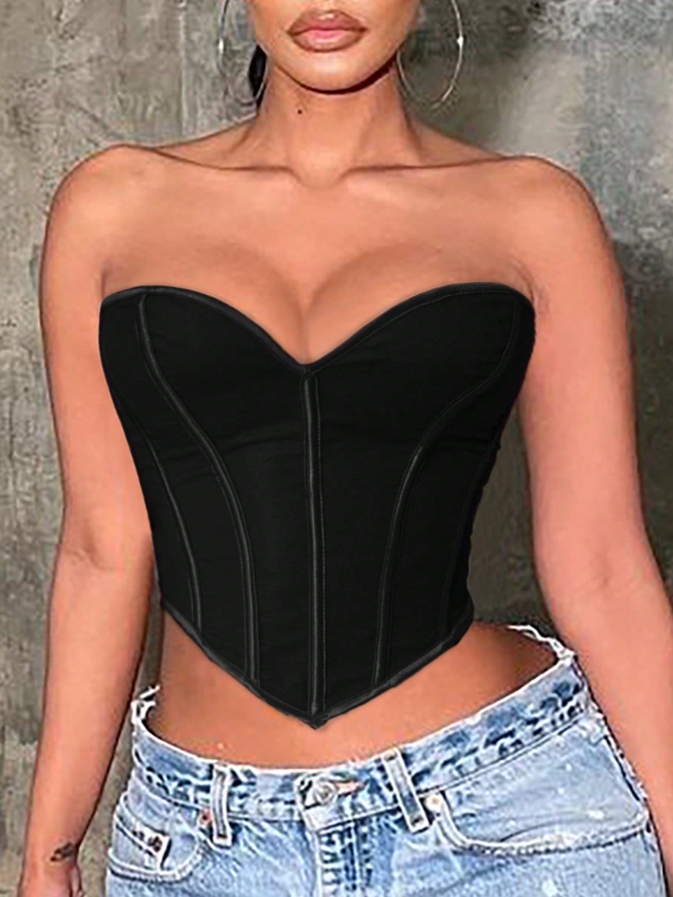 Apperloth Women Sexy Deep V Velvet Corset