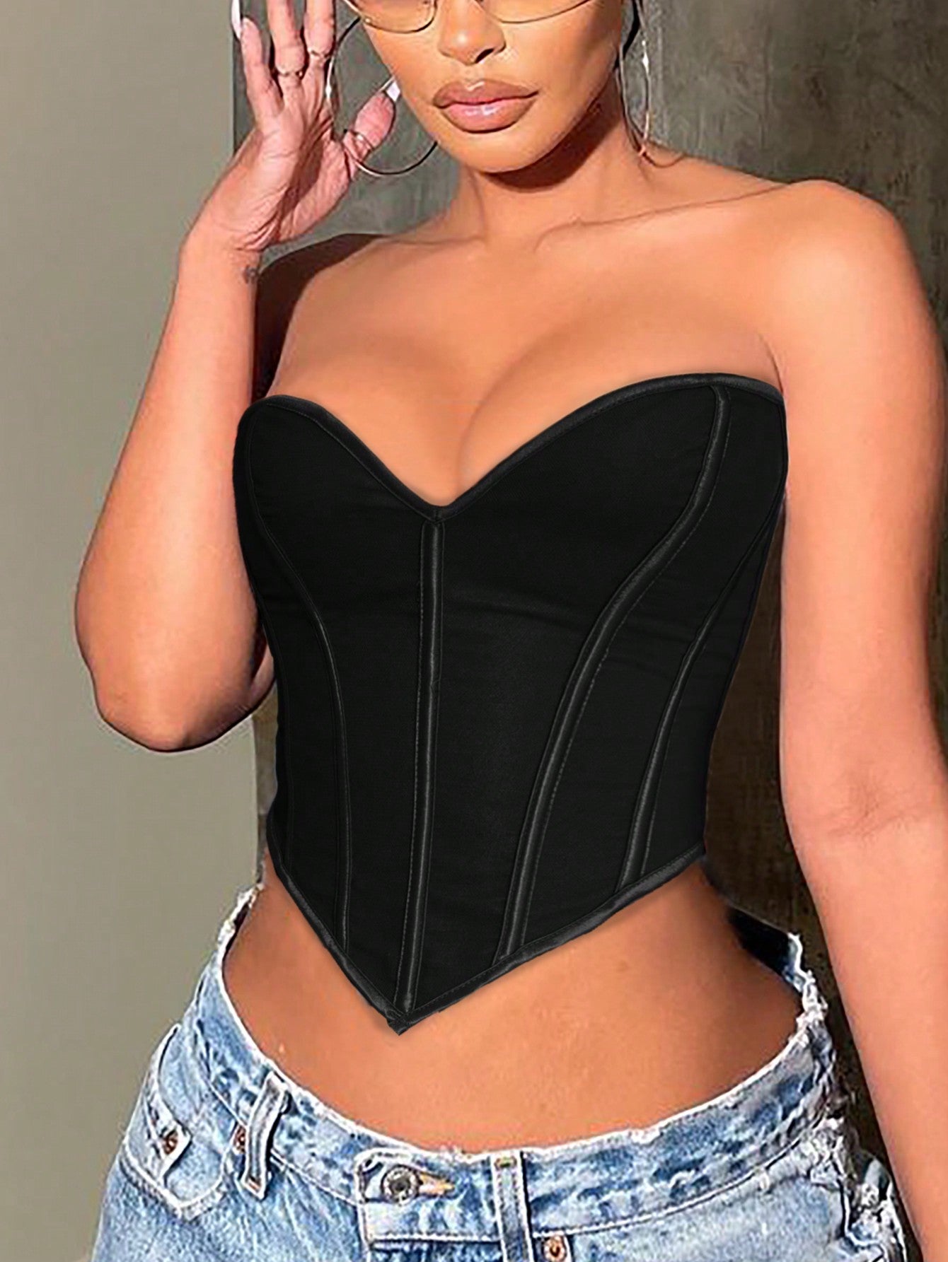 Apperloth Women Sexy Deep V Velvet Corset