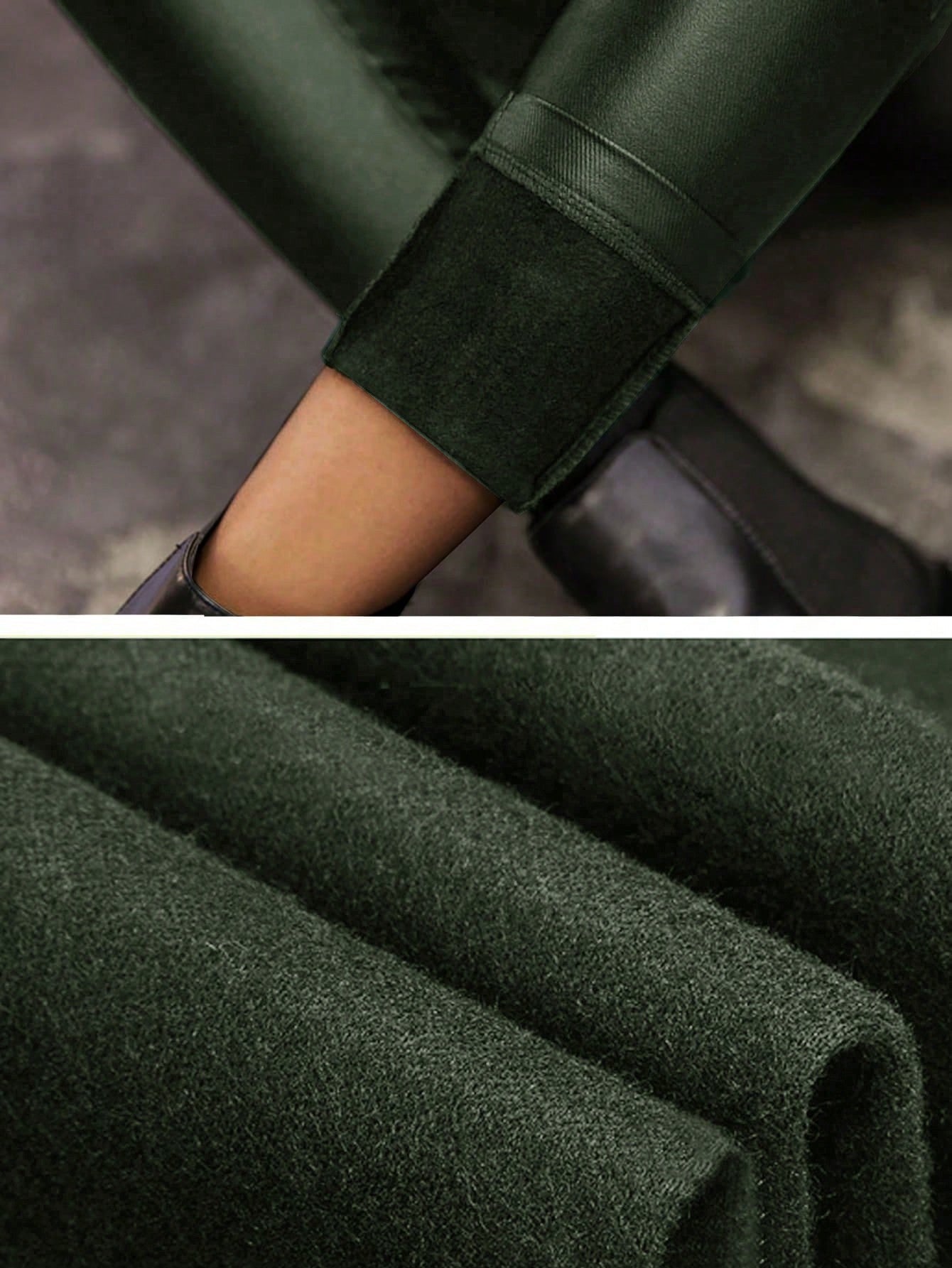 Apperloth Women Army Greedn High Waist PU Leather Leggings