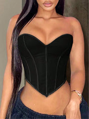 Apperloth Women Sexy Deep V Velvet Corset