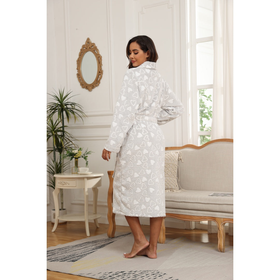 Women's Luxurious Faux Wool Thickened Robe Pajamas - Long Warm Bathrobe Loungewear