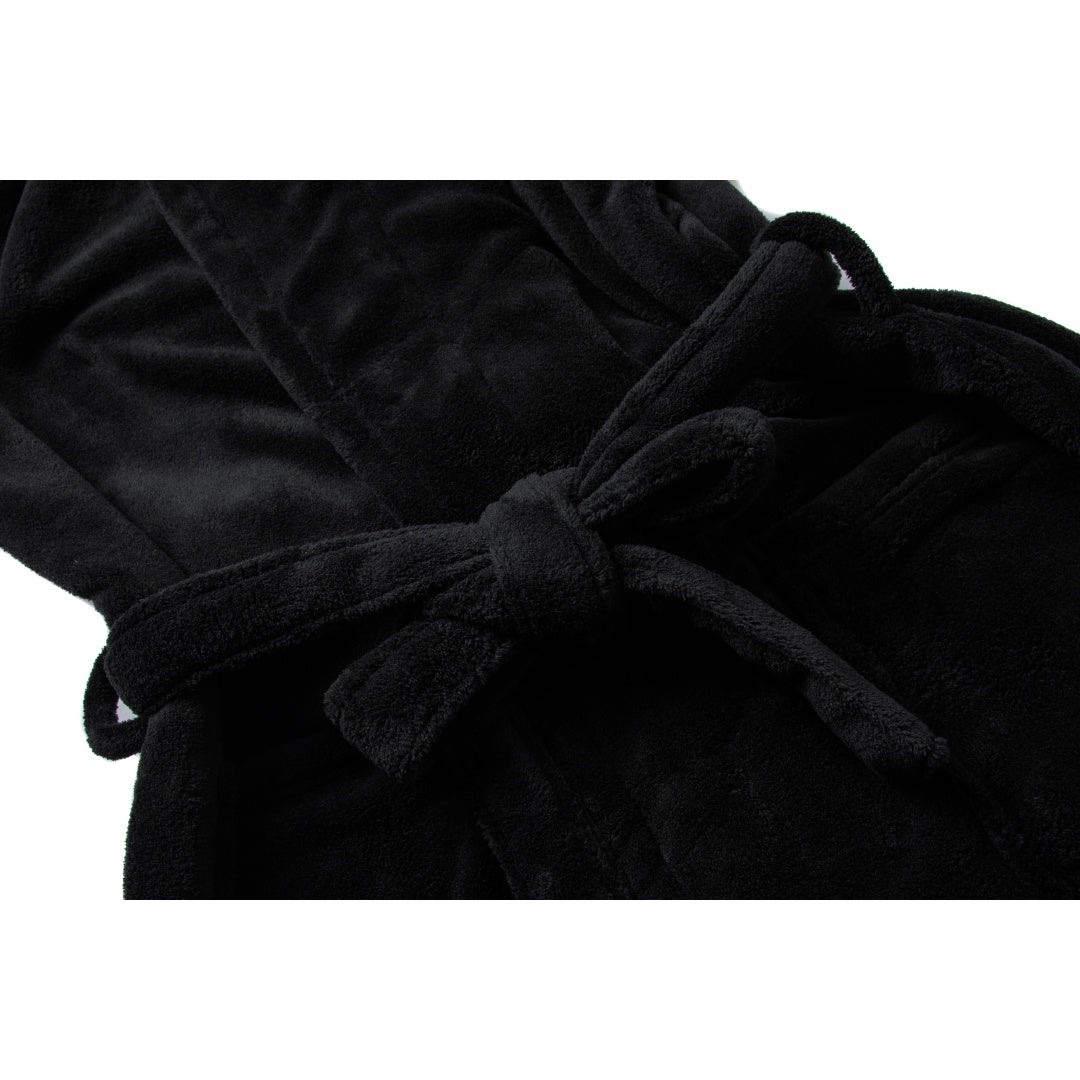 Women's Solid Color Faux Wool Plush Warm Long Robe - Cozy Loungewear Sleepwear