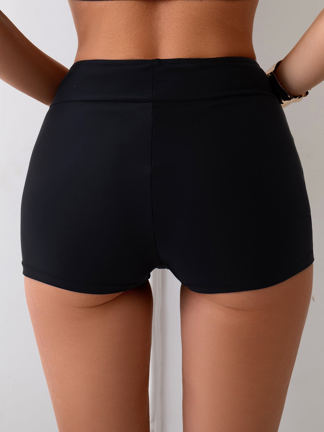 Women's Solid Color Boyleg Swim Shorts - High-Waisted Slim-Fit Versatile Swimming Bottoms