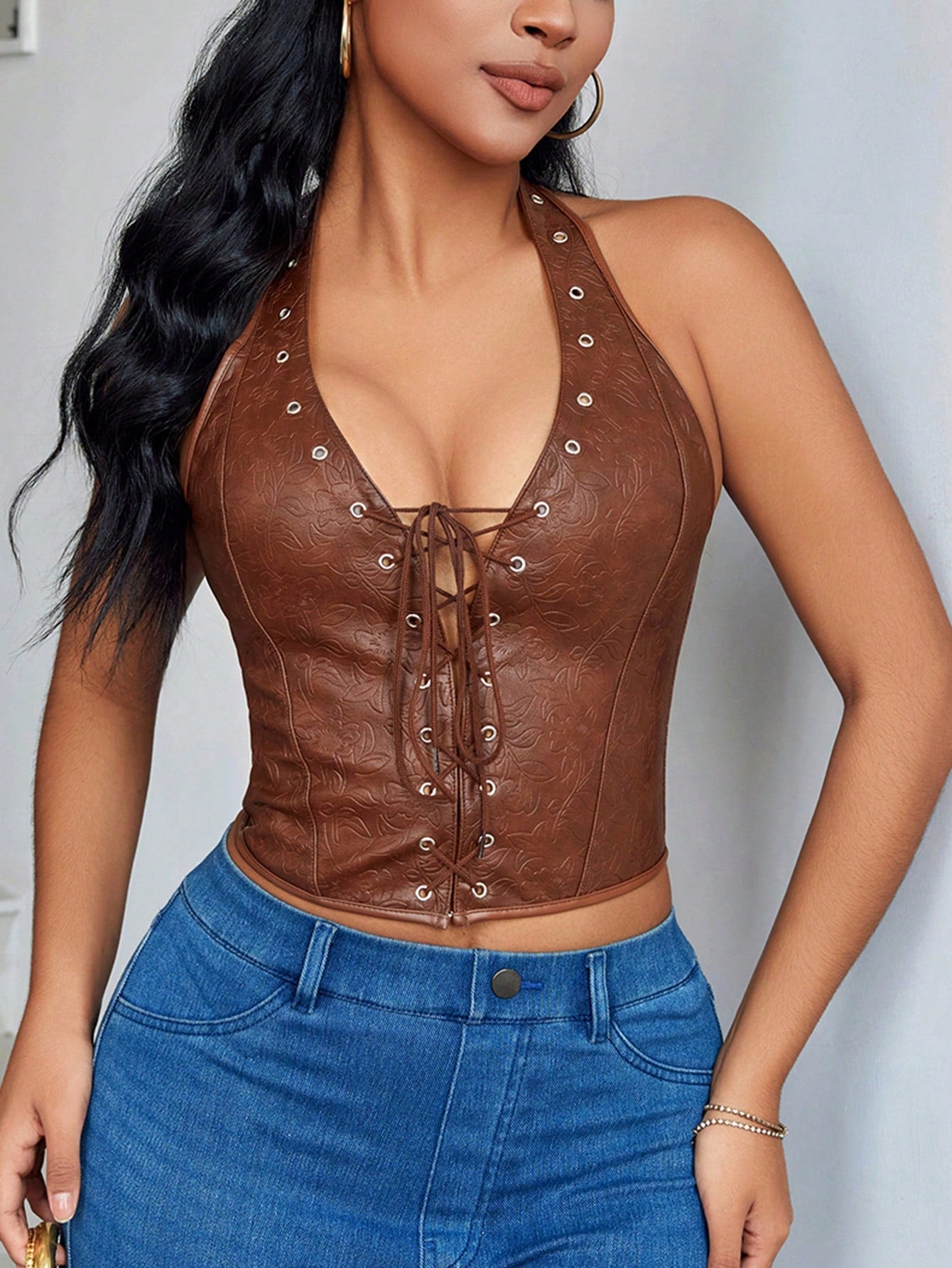 Apperloth Lady Halter Lace Up Corset Sexy Tops