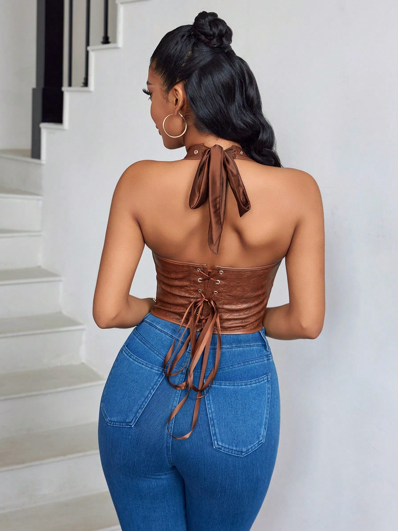 Apperloth Lady Halter Lace Up Corset Sexy Tops