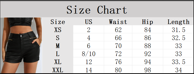 Apperloth Women Sexy Black Zip PU Leather Mini Shorts