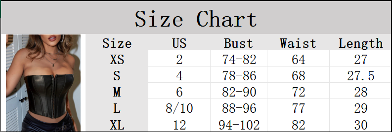 Apperloth Women Black Front Buckle Boned PU Leather Corset