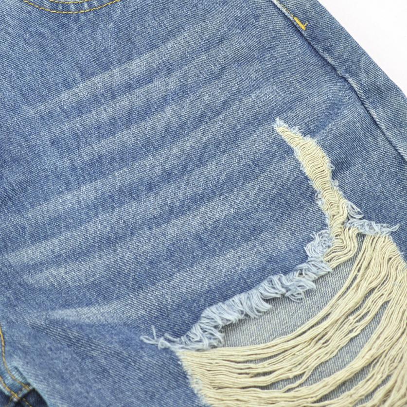 Women's Light Blue Distressed Ripped Jeans - Vintage Washed Street Style Straight Leg Pants