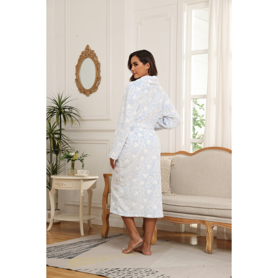 Women's Luxurious Faux Wool Thickened Robe Pajamas - Long Warm Bathrobe Loungewear