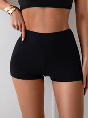 Women's Solid Color Boyleg Swim Shorts - High-Waisted Slim-Fit Versatile Swimming Bottoms