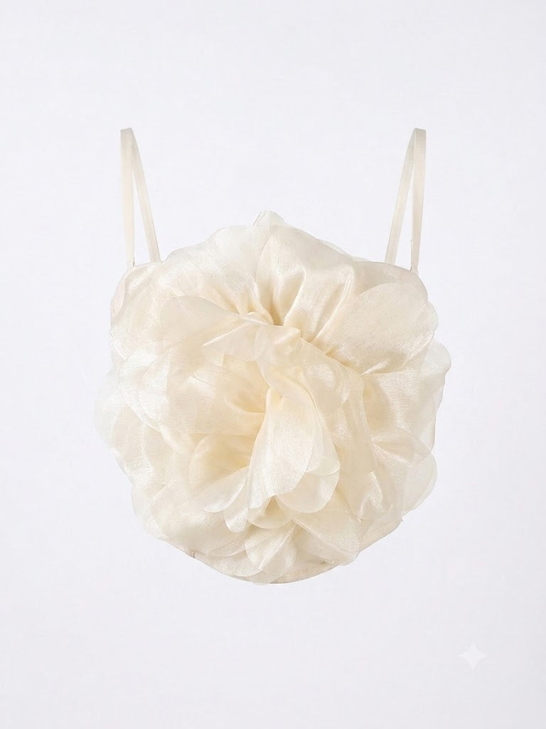ream 3D Large Flower Corset Top Spaghetti Strap Bustier Crop Top For Party Special Occasions